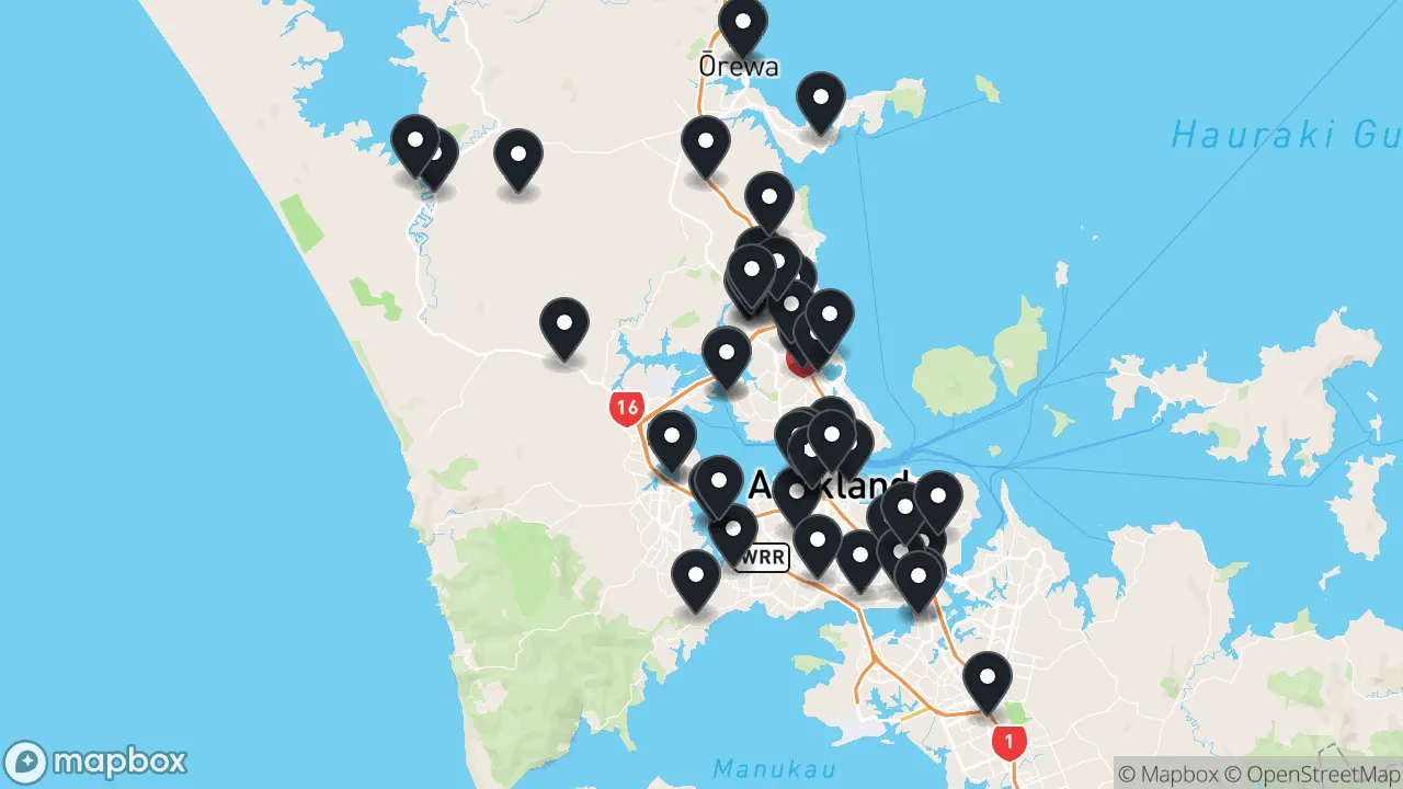 Map of local businesses in Auckland